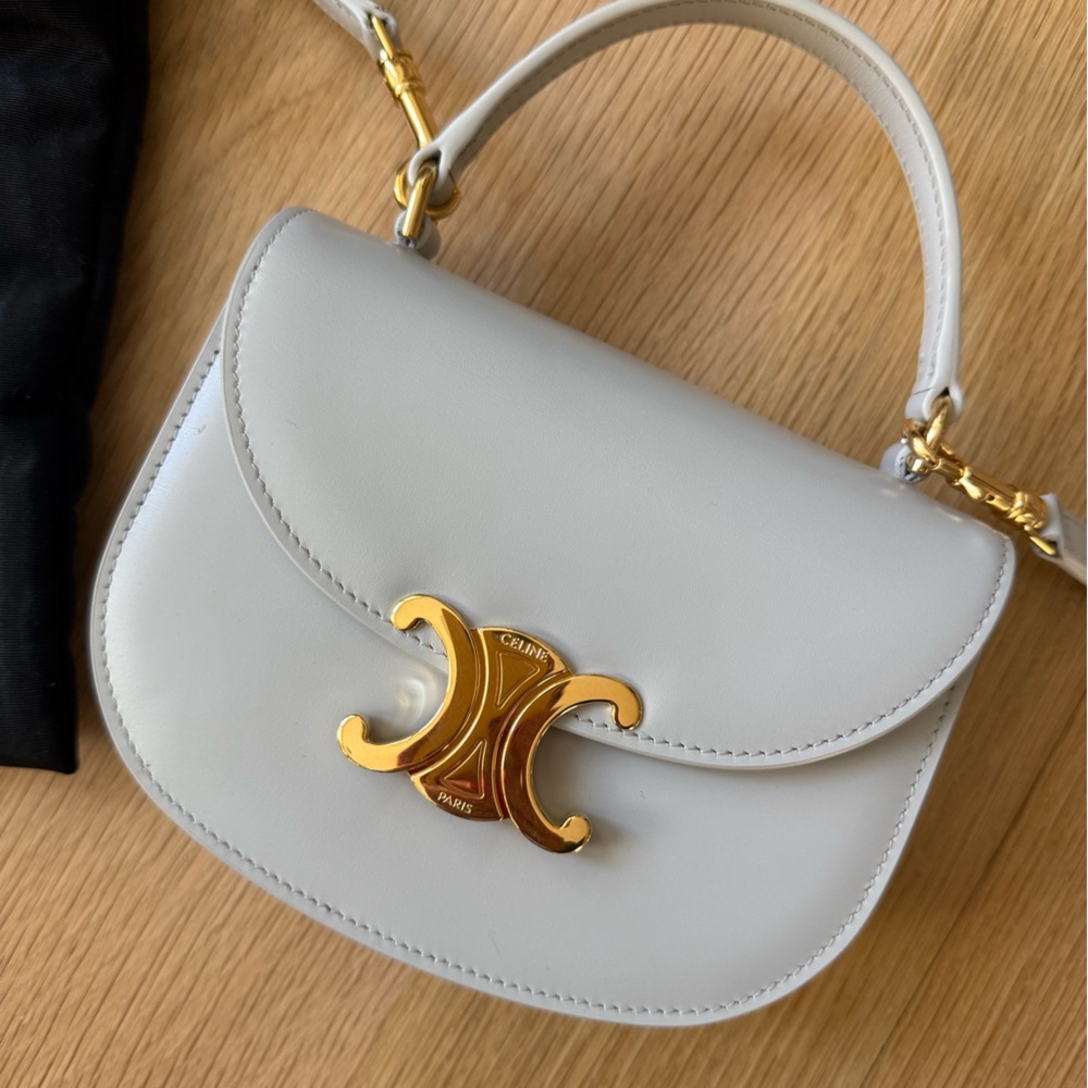 Celine Mini Besace Clea Handbag in Light Gray / Cloudy Grey with Gold Hardware - Picture 7 of 9